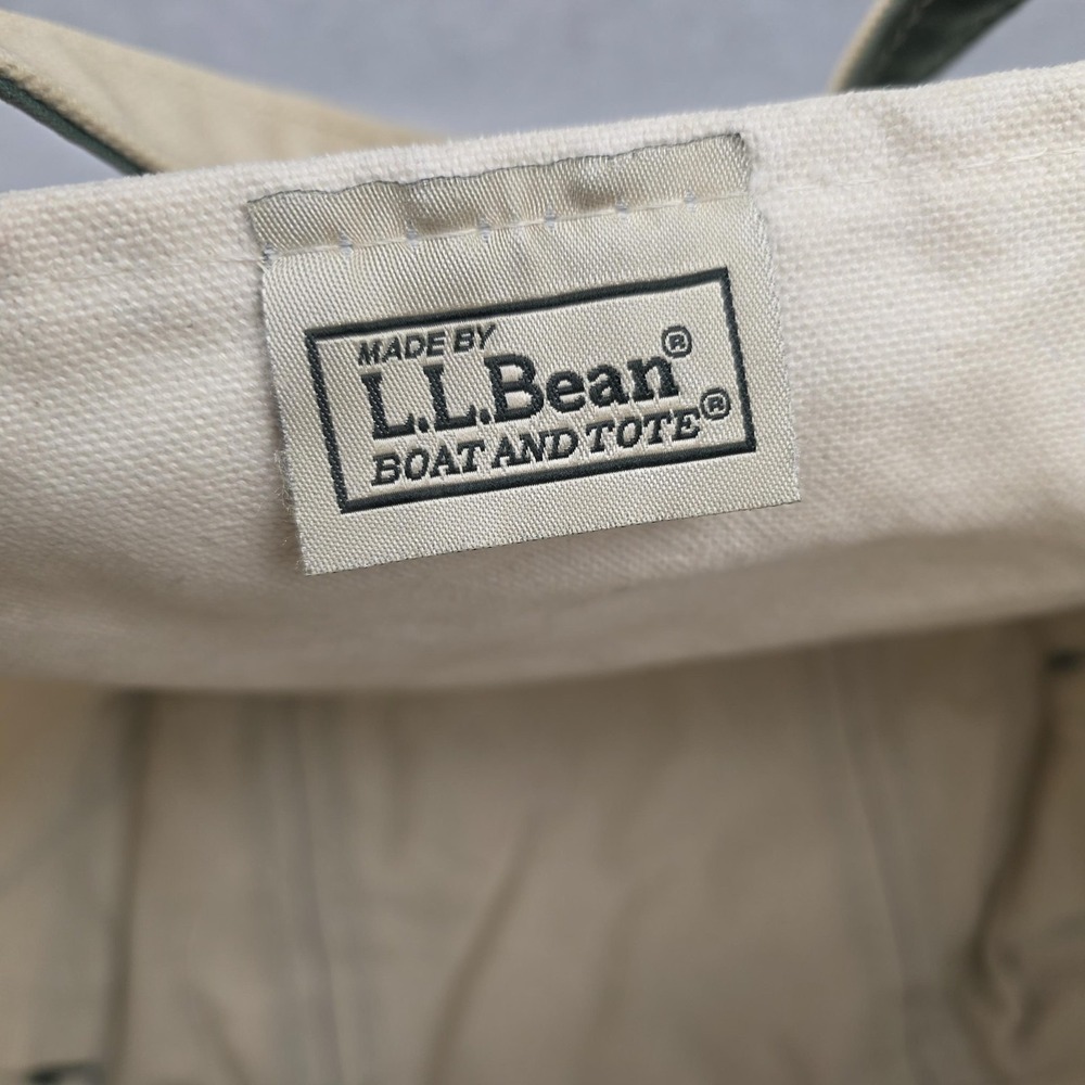 Vintage LL Bean Boat And Tote Womens Medium Beige Green Canvas Made In USA 80s - Picture 4 of 11